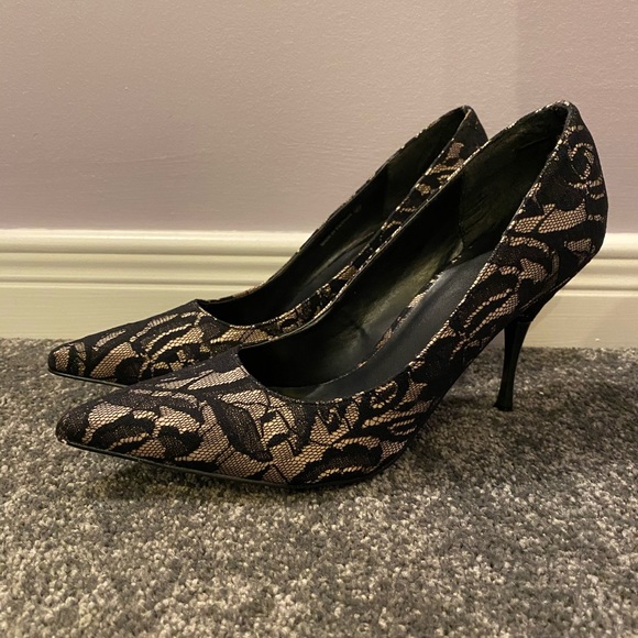 Call It Spring Shoes - Black lace overlay pumps